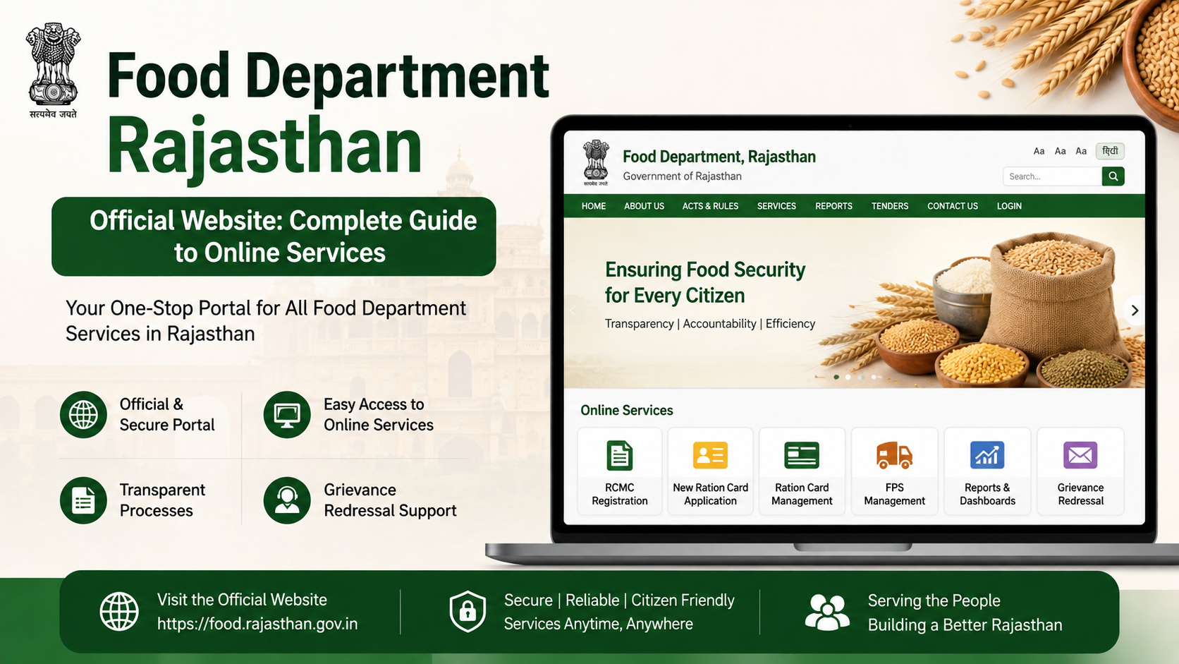 Food Department Rajasthan Official Website: Complete Guide to Online Services